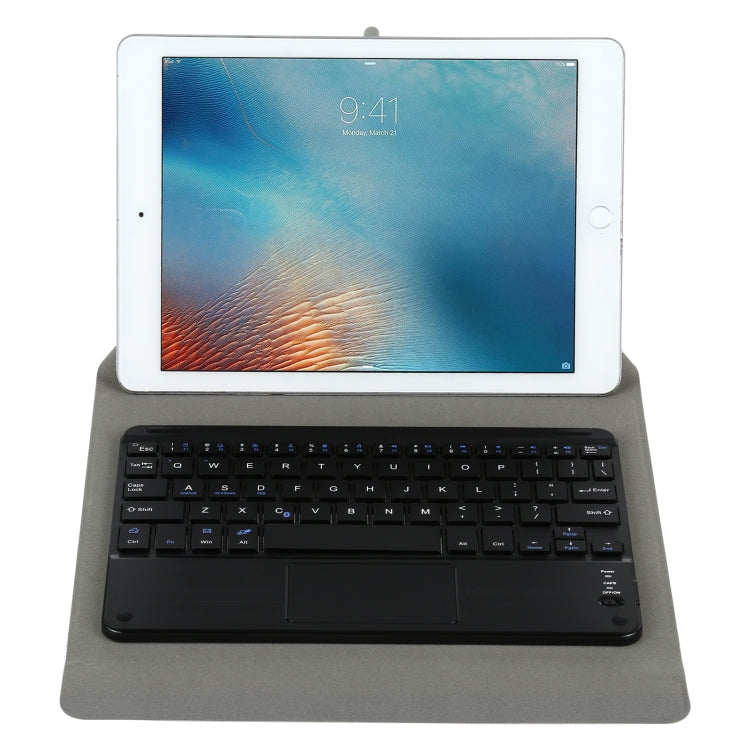 Universal Detachable Bluetooth Keyboard + Leather Tablet Case with Touchpad for iPad 9-10 inch, Specification:Black Keyboard