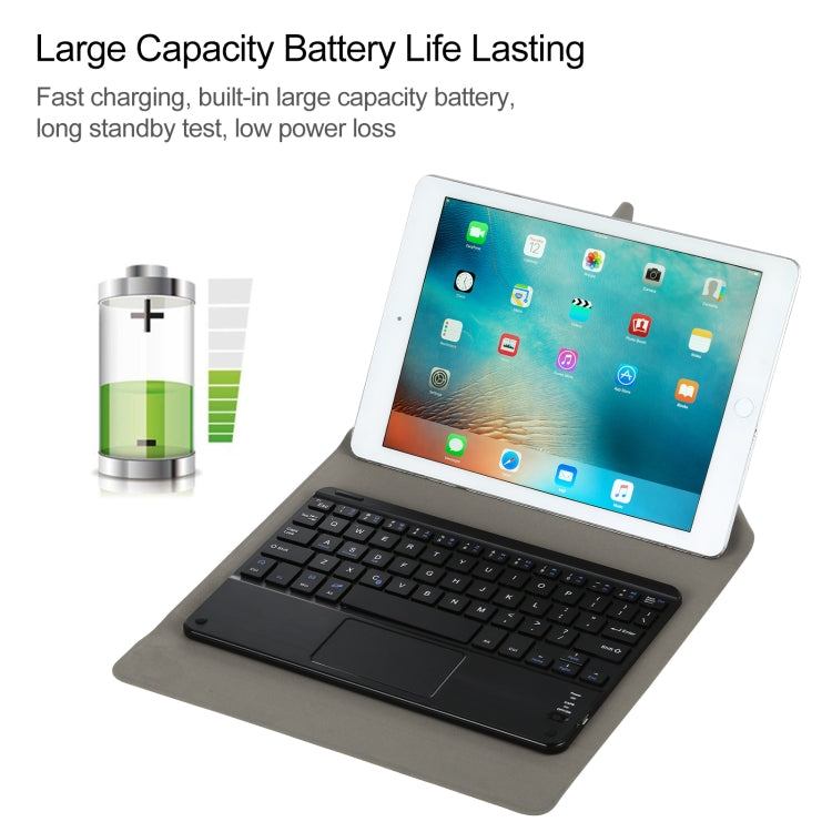 Universal Detachable Bluetooth Keyboard + Leather Tablet Case with Touchpad for iPad 9-10 inch, Specification:Black Keyboard