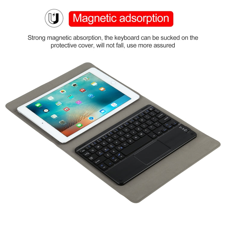 Universal Detachable Bluetooth Keyboard + Leather Tablet Case with Touchpad for iPad 9-10 inch, Specification:Black Keyboard