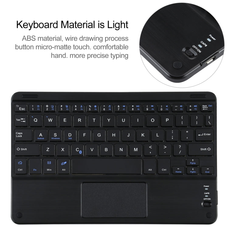 Universal Detachable Bluetooth Keyboard + Leather Tablet Case with Touchpad for iPad 9-10 inch, Specification:Black Keyboard
