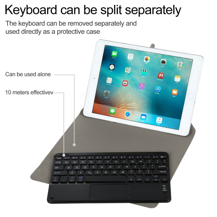 Universal Detachable Bluetooth Keyboard + Leather Tablet Case with Touchpad for iPad 9-10 inch, Specification:Black Keyboard