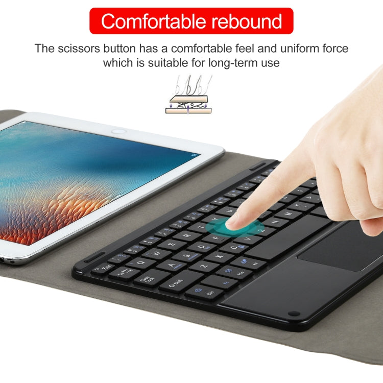 Universal Detachable Bluetooth Keyboard + Leather Tablet Case with Touchpad for iPad 9-10 inch, Specification:Black Keyboard