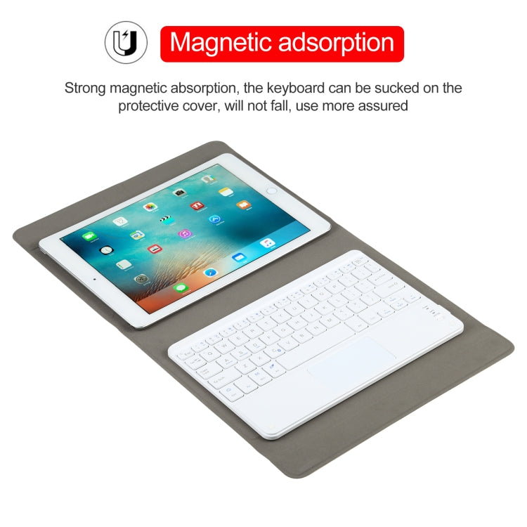 Universal Detachable Bluetooth Keyboard + Leather Tablet Case with Touchpad for iPad 9-10 inch, Specification:White Keyboard