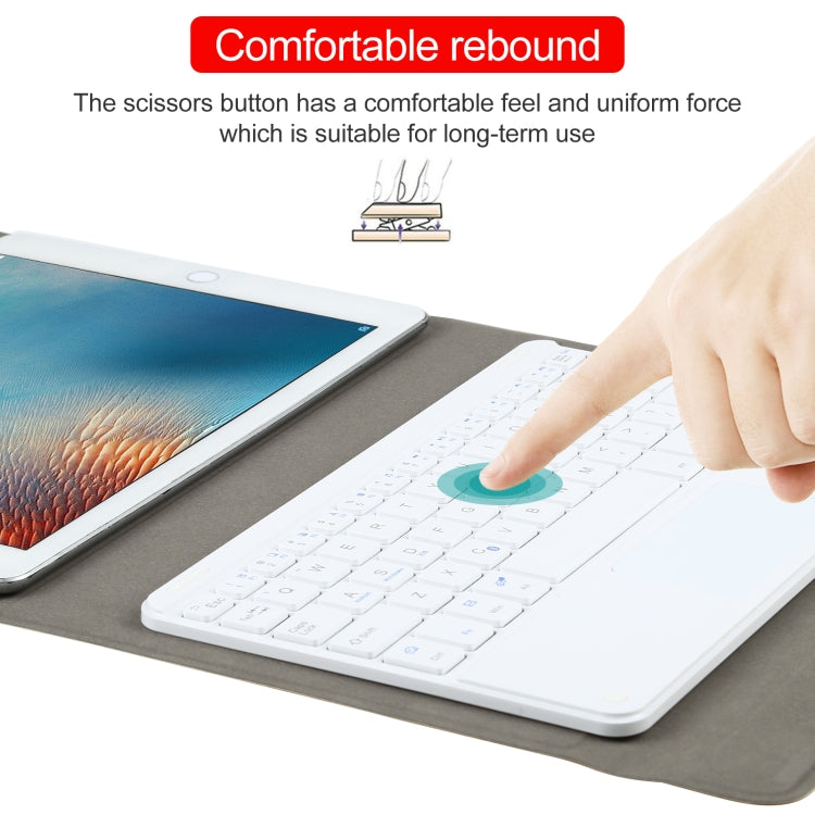 Universal Detachable Bluetooth Keyboard + Leather Tablet Case with Touchpad for iPad 9-10 inch, Specification:White Keyboard