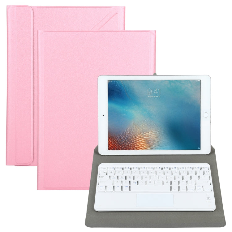 Universal Detachable Bluetooth Keyboard + Leather Tablet Case with Touchpad for iPad 9-10 inch, Specification:White Keyboard