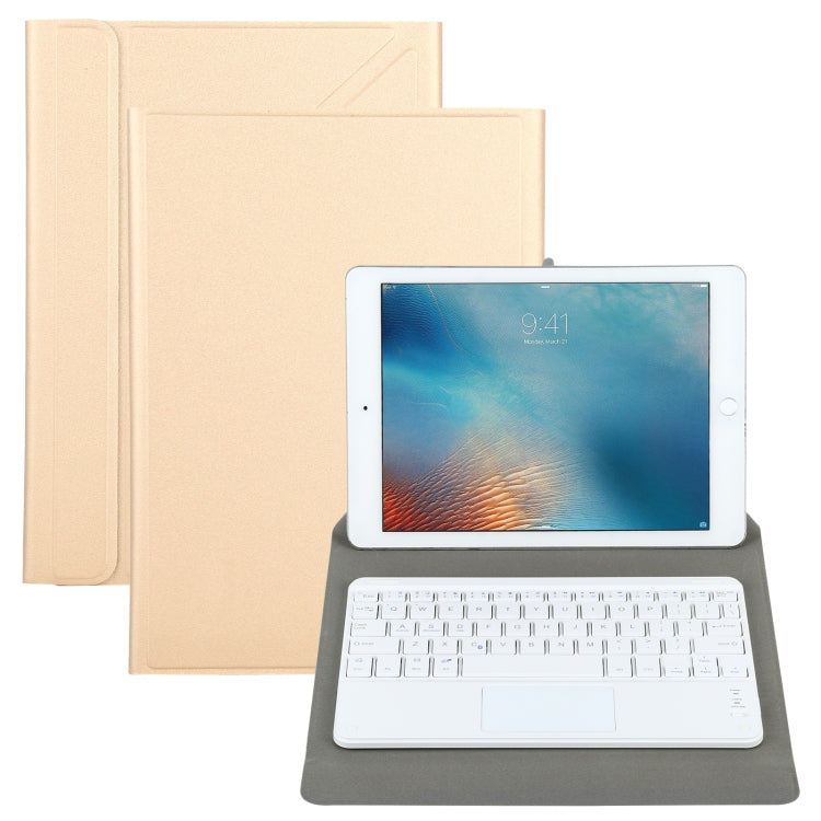 Universal Detachable Bluetooth Keyboard + Leather Tablet Case with Touchpad for iPad 9-10 inch, Specification:White Keyboard