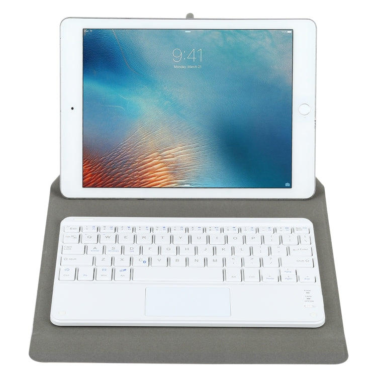 Universal Detachable Bluetooth Keyboard + Leather Tablet Case with Touchpad for iPad 9-10 inch, Specification:White Keyboard