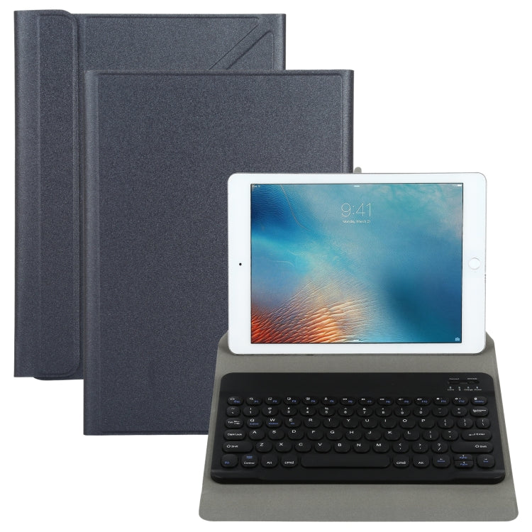 Universal Round Keys Detachable Bluetooth Keyboard + Leather Tablet Case without Touchpad for iPad 9-10 inch, Specification:Black Keyboard