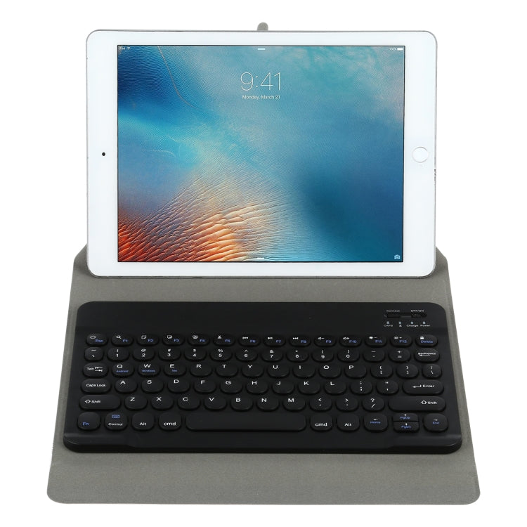 Universal Round Keys Detachable Bluetooth Keyboard + Leather Tablet Case without Touchpad for iPad 9-10 inch, Specification:Black Keyboard