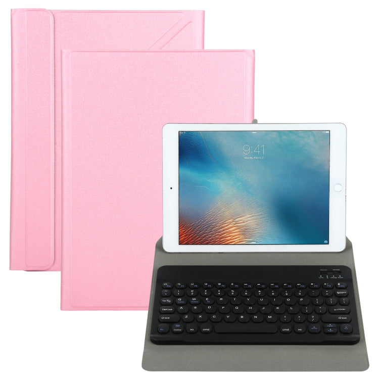 Universal Round Keys Detachable Bluetooth Keyboard + Leather Tablet Case without Touchpad for iPad 9-10 inch, Specification:Black Keyboard