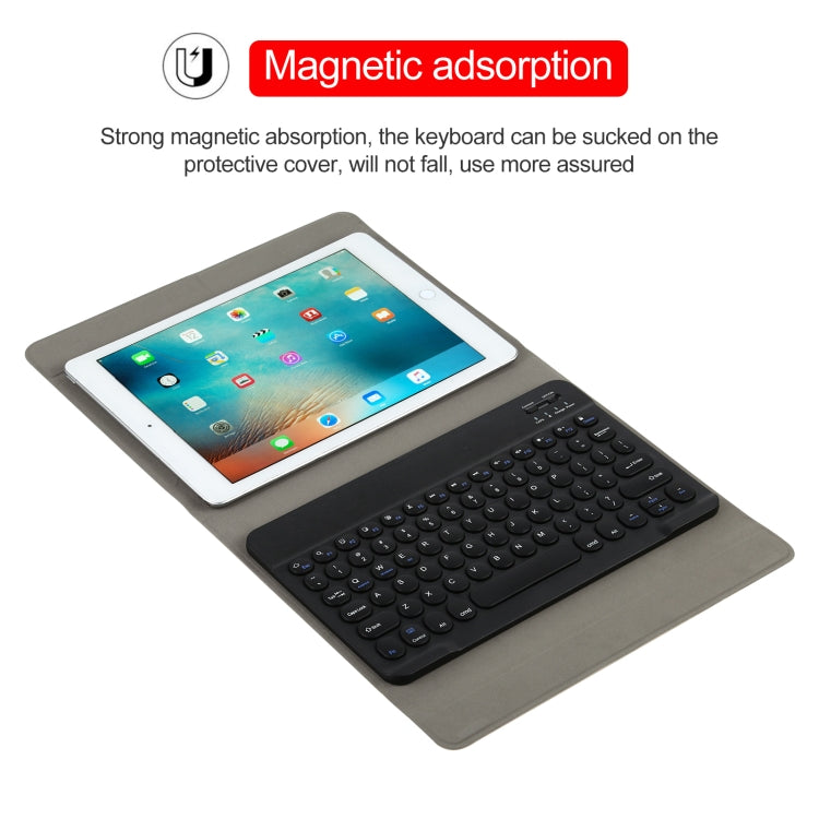 Universal Round Keys Detachable Bluetooth Keyboard + Leather Tablet Case without Touchpad for iPad 9-10 inch, Specification:Black Keyboard