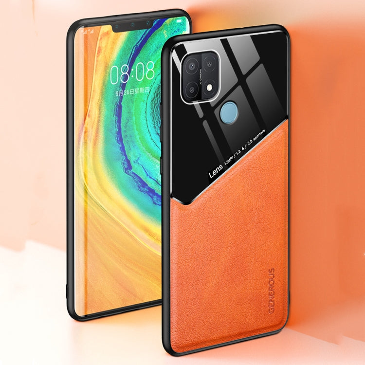 For OPPO A15 All-inclusive Leather + Organic Glass Protective Case with Metal Iron Sheet