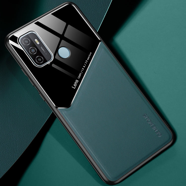 For OPPO A53 (2020) All-inclusive Leather + Organic Glass Protective Case with Metal Iron Sheet