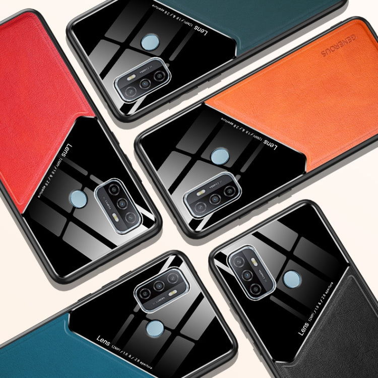 For OPPO A53 (2020) All-inclusive Leather + Organic Glass Protective Case with Metal Iron Sheet