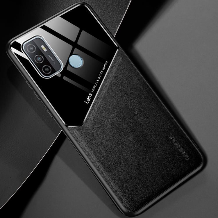For OPPO A53 (2020) All-inclusive Leather + Organic Glass Protective Case with Metal Iron Sheet
