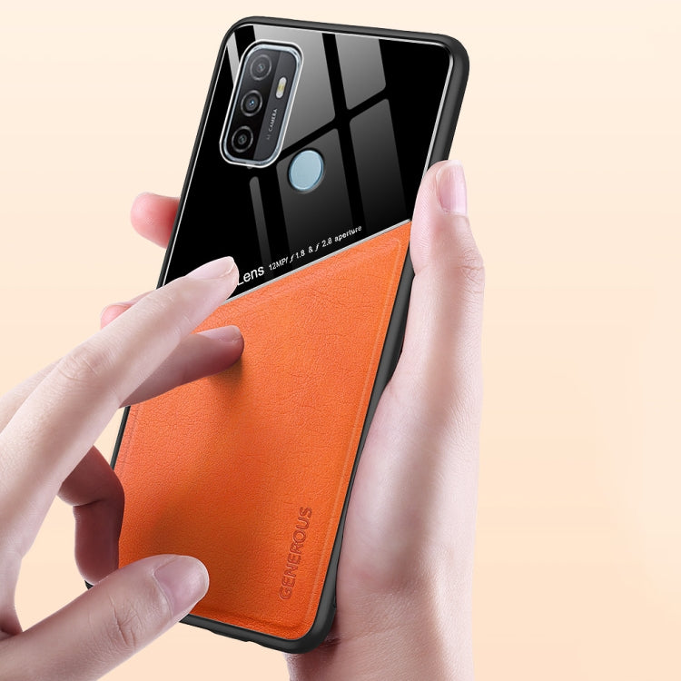 For OPPO A53 (2020) All-inclusive Leather + Organic Glass Protective Case with Metal Iron Sheet