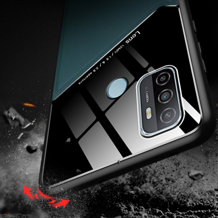 For OPPO A53 (2020) All-inclusive Leather + Organic Glass Protective Case with Metal Iron Sheet