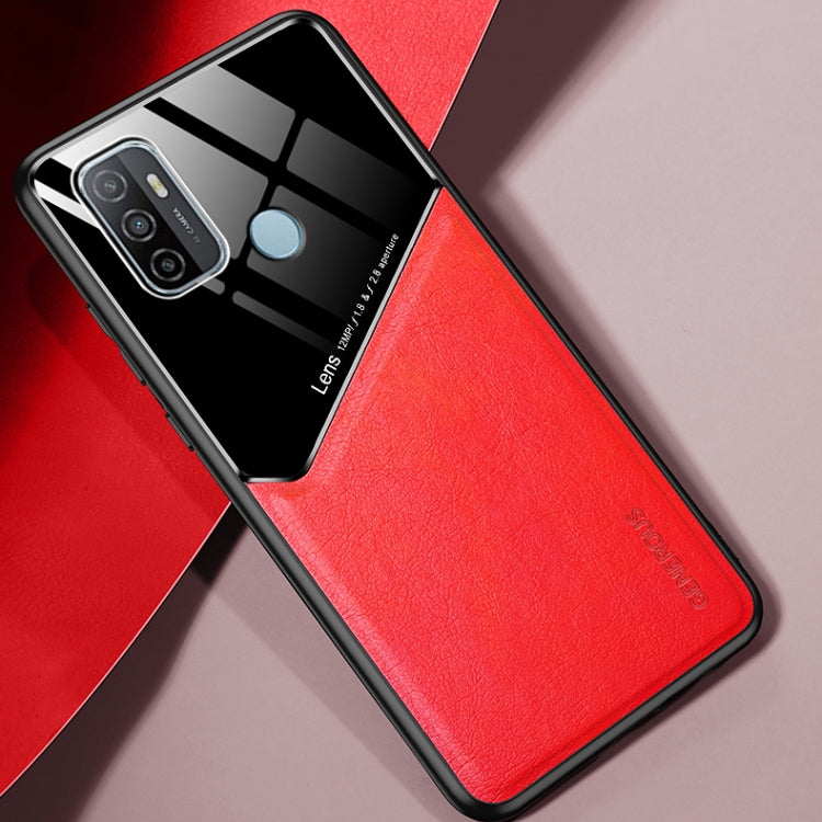 For OPPO A53 (2020) All-inclusive Leather + Organic Glass Protective Case with Metal Iron Sheet