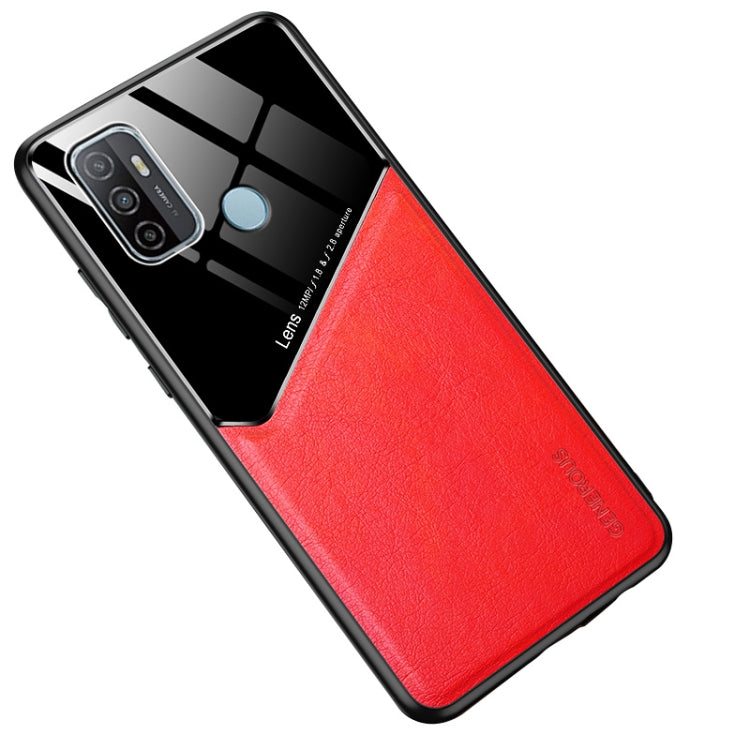 For OPPO A53 (2020) All-inclusive Leather + Organic Glass Protective Case with Metal Iron Sheet