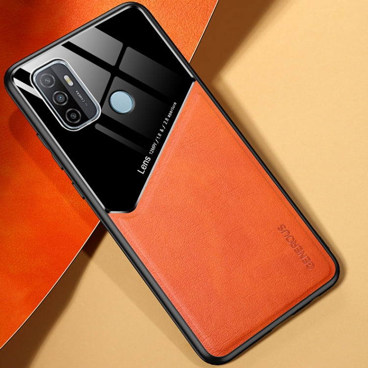 For OPPO A53 (2020) All-inclusive Leather + Organic Glass Protective Case with Metal Iron Sheet