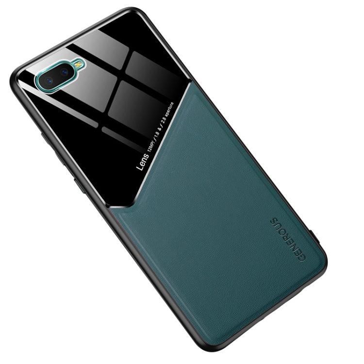 For OPPO K1 All-inclusive Leather + Organic Glass Protective Case with Metal Iron Sheet
