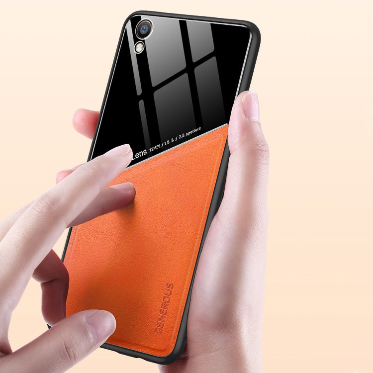 For OPPO R9 Plus All-inclusive Leather + Organic Glass Protective Case with Metal Iron Sheet