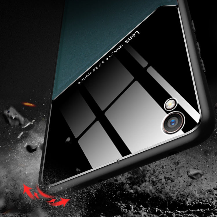 For OPPO R9 Plus All-inclusive Leather + Organic Glass Protective Case with Metal Iron Sheet