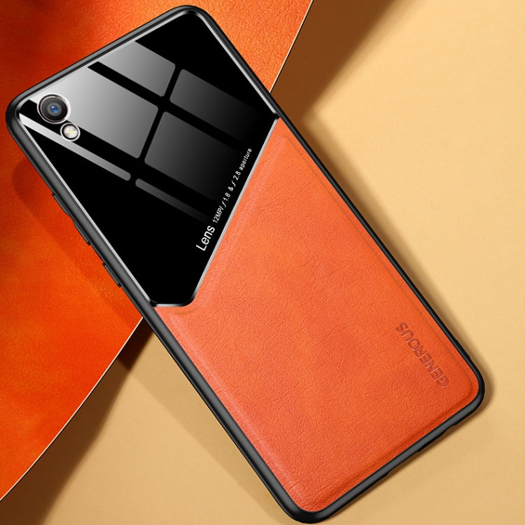For OPPO R9 Plus All-inclusive Leather + Organic Glass Protective Case with Metal Iron Sheet