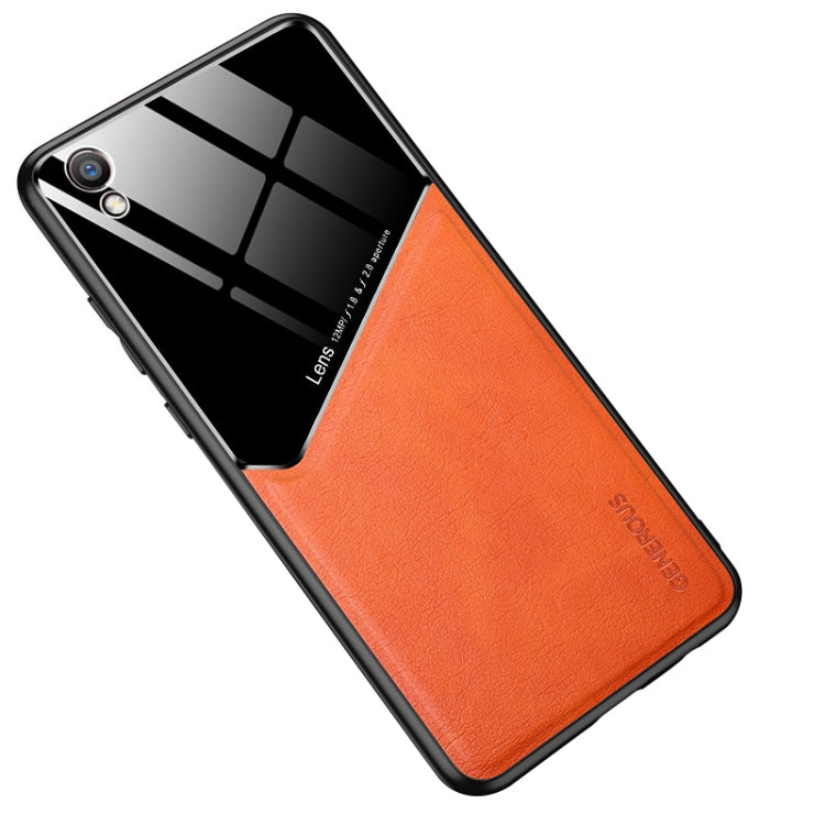 For OPPO R9 Plus All-inclusive Leather + Organic Glass Protective Case with Metal Iron Sheet