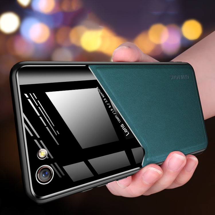 For OPPO R9s All-inclusive Leather + Organic Glass Protective Case with Metal Iron Sheet
