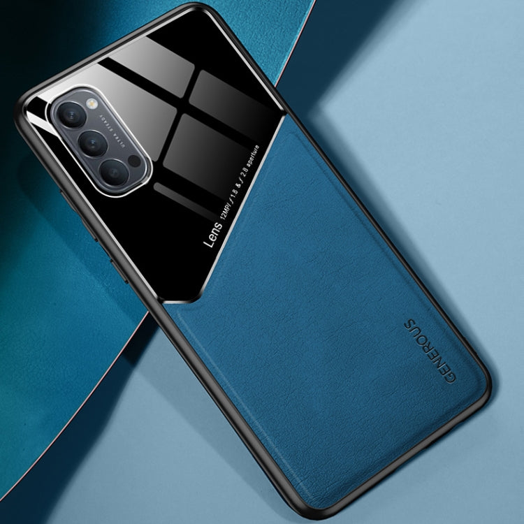 For OPPO Reno4 4G All-inclusive Leather + Organic Glass Protective Case with Metal Iron Sheet