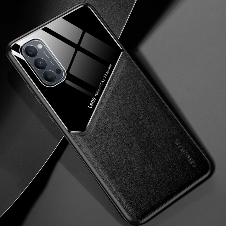 For OPPO Reno4 4G All-inclusive Leather + Organic Glass Protective Case with Metal Iron Sheet