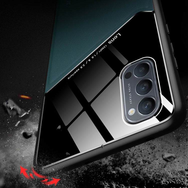 For OPPO Reno4 4G All-inclusive Leather + Organic Glass Protective Case with Metal Iron Sheet