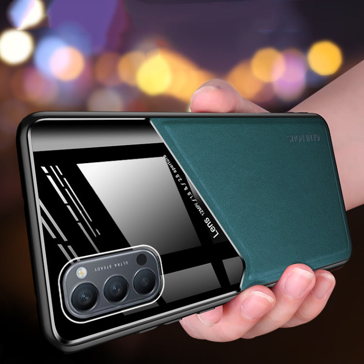 For OPPO Reno4 4G All-inclusive Leather + Organic Glass Protective Case with Metal Iron Sheet