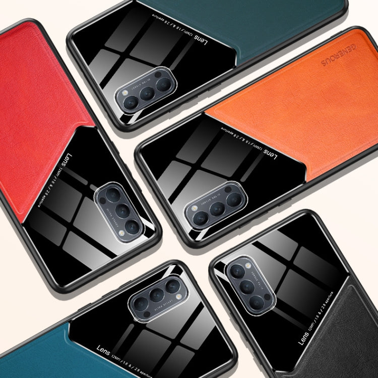 For OPPO Reno4 4G All-inclusive Leather + Organic Glass Protective Case with Metal Iron Sheet