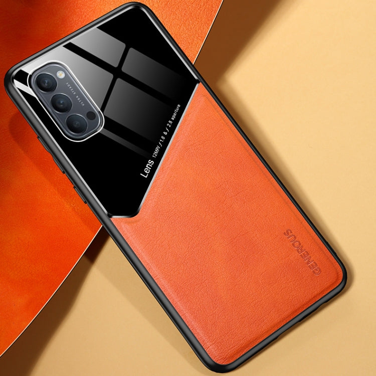 For OPPO Reno4 4G All-inclusive Leather + Organic Glass Protective Case with Metal Iron Sheet