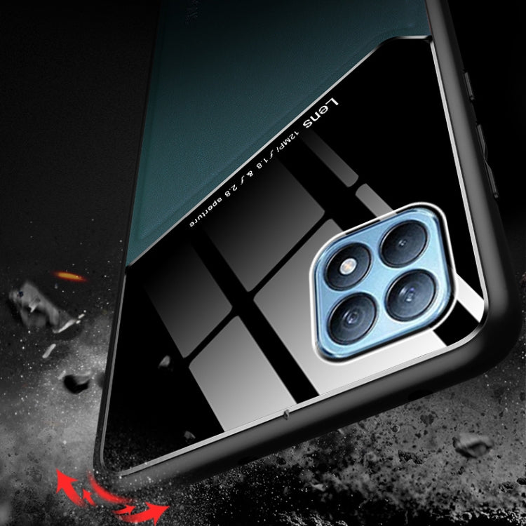 For OPPO Reno4 SE All-inclusive Leather + Organic Glass Protective Case with Metal Iron Sheet