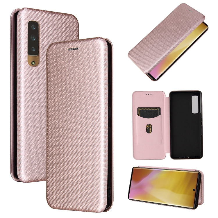 For Fujitsu Arrows NX9 F-52A Carbon Fiber Texture Horizontal Flip TPU + PC + PU Leather Case with Card Slot