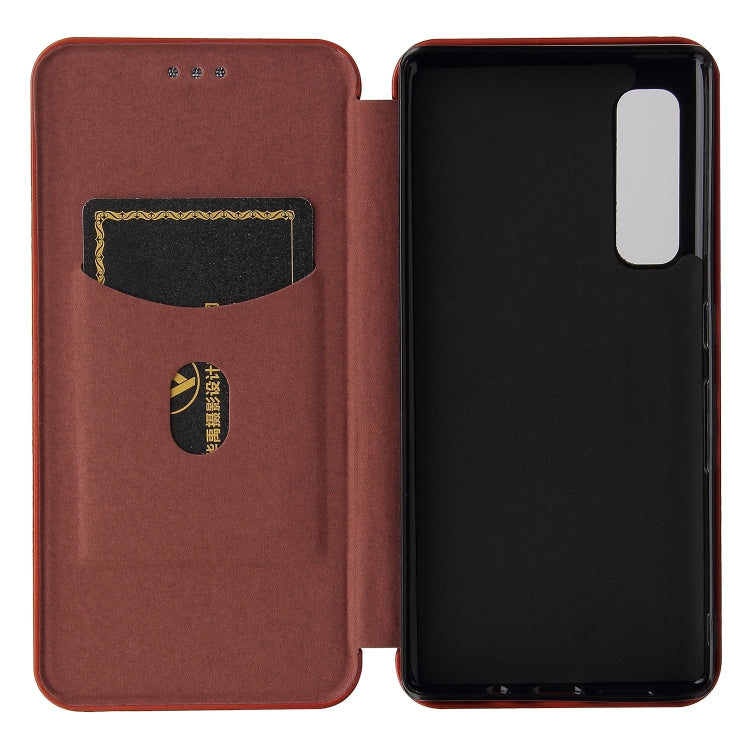 For Fujitsu Arrows NX9 F-52A Carbon Fiber Texture Horizontal Flip TPU + PC + PU Leather Case with Card Slot