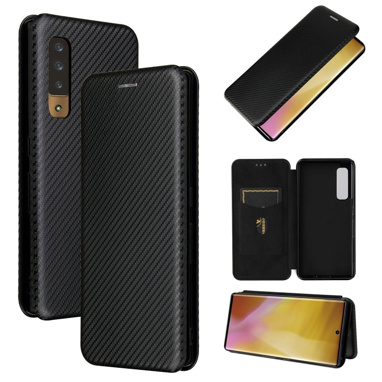 For Fujitsu Arrows NX9 F-52A Carbon Fiber Texture Horizontal Flip TPU + PC + PU Leather Case with Card Slot
