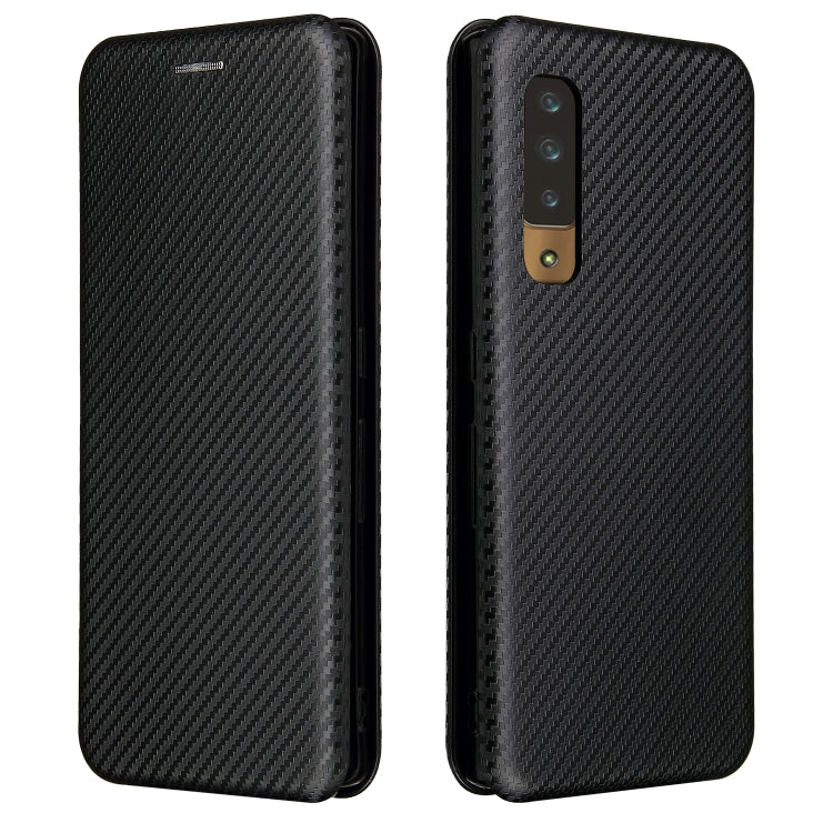 For Fujitsu Arrows NX9 F-52A Carbon Fiber Texture Horizontal Flip TPU + PC + PU Leather Case with Card Slot