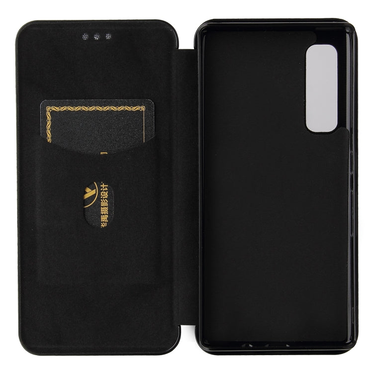 For Fujitsu Arrows NX9 F-52A Carbon Fiber Texture Horizontal Flip TPU + PC + PU Leather Case with Card Slot