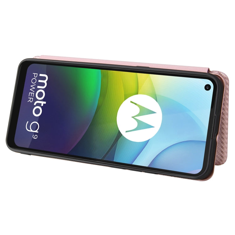 For Motorola Moto G9 Power Carbon Fiber Texture Horizontal Flip TPU + PC + PU Leather Case with Card Slot