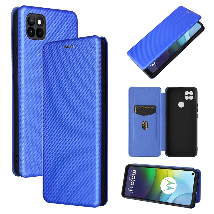 For Motorola Moto G9 Power Carbon Fiber Texture Horizontal Flip TPU + PC + PU Leather Case with Card Slot