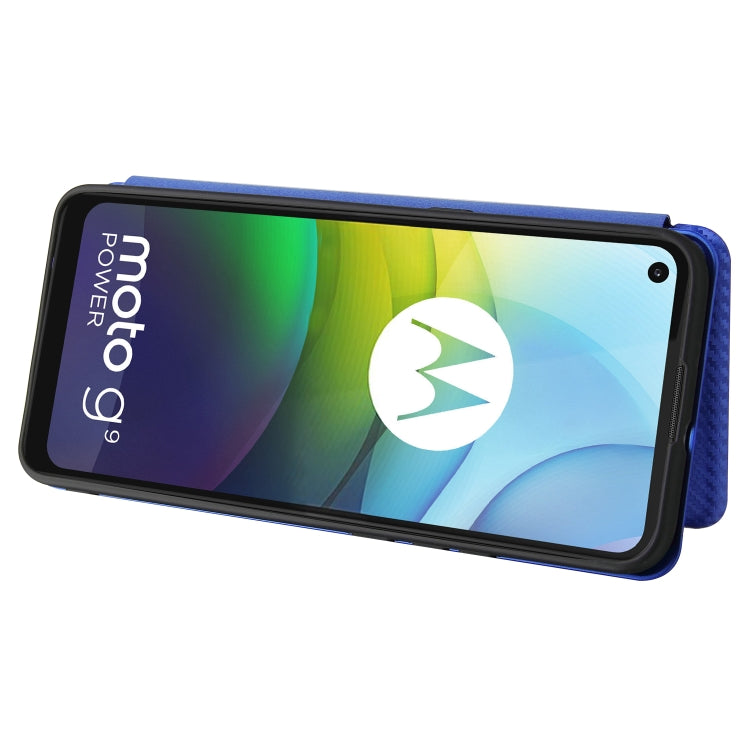 For Motorola Moto G9 Power Carbon Fiber Texture Horizontal Flip TPU + PC + PU Leather Case with Card Slot