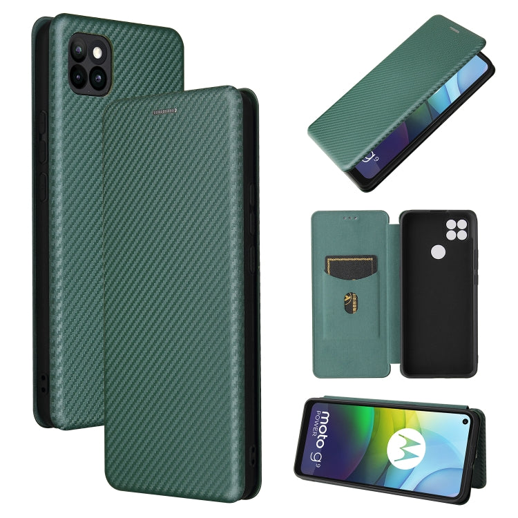 For Motorola Moto G9 Power Carbon Fiber Texture Horizontal Flip TPU + PC + PU Leather Case with Card Slot