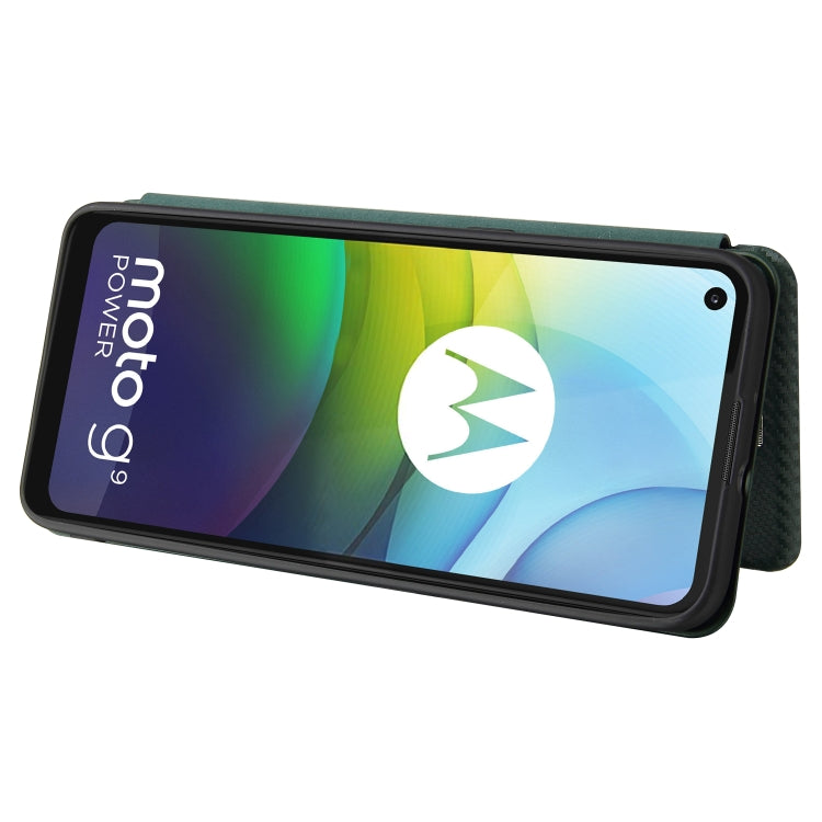 For Motorola Moto G9 Power Carbon Fiber Texture Horizontal Flip TPU + PC + PU Leather Case with Card Slot
