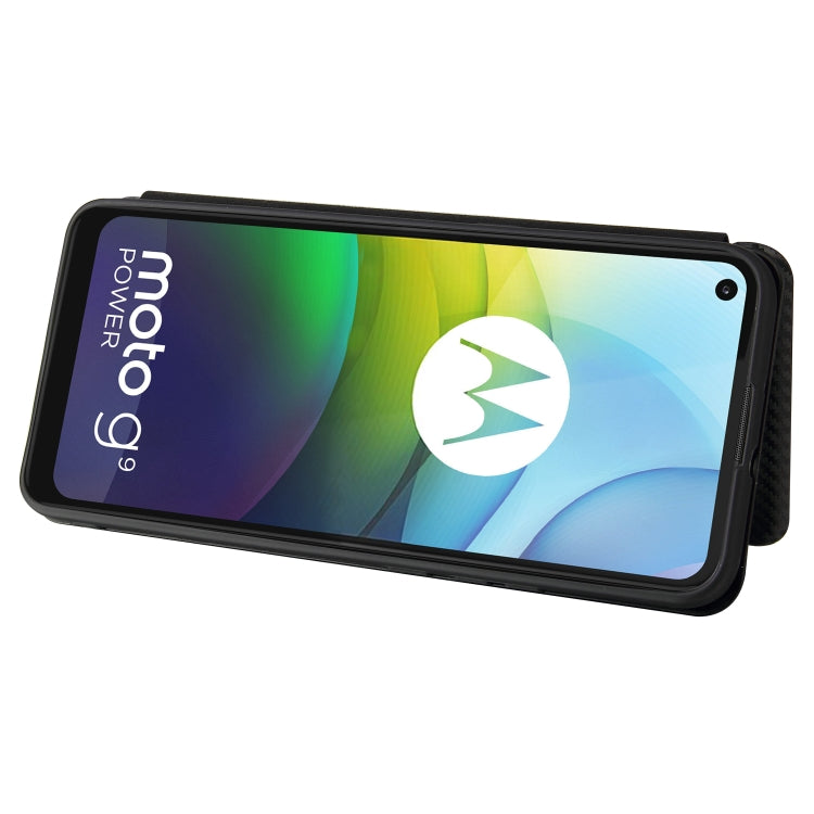 For Motorola Moto G9 Power Carbon Fiber Texture Horizontal Flip TPU + PC + PU Leather Case with Card Slot