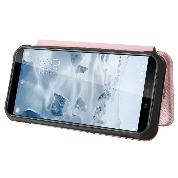 For Oukitel WP5 / WP5 Pro Carbon Fiber Texture Horizontal Flip TPU + PC + PU Leather Case with Card Slot
