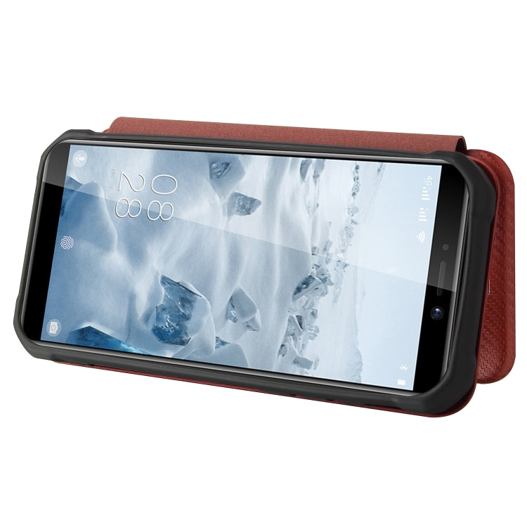 For Oukitel WP5 / WP5 Pro Carbon Fiber Texture Horizontal Flip TPU + PC + PU Leather Case with Card Slot